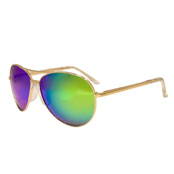 JiMarti P16 - No Tangle - Polarized Aviator Mirrored Sunglasses Gold/Emerald - Picture 1 of 4